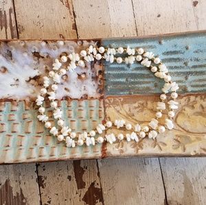 Blush Pearl and White Stone Necklace